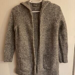 Marled Heathered Grey Sweater with Hood.  Warm Cozy Size M